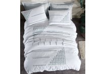 Постельное белье Washed Cotton Saheser - Bianca Gri с вышивкой (Турция), евро